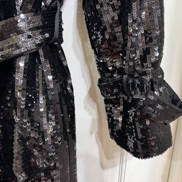 NWT Alice + Olivia Sequin Embellished Trench Coat Size S - Picture 6 of 8